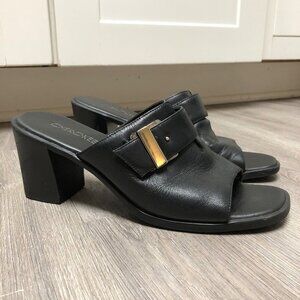 Vintage Cherokee Women's Size 9.5 Square Toe Y2K Chunky Leather Sandals 1990s
